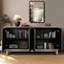 Buffet 60 po, motif de porte à losanges, pieds en bois massif pour le salon / salle à manger - standard-130493877