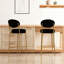 Ensemble de 2 tabourets de bar modernes en velours avec pieds en métal dorés et tabourets de comptoir ronds pour îlot de cuisine, bar personnel (noir)-1060564331