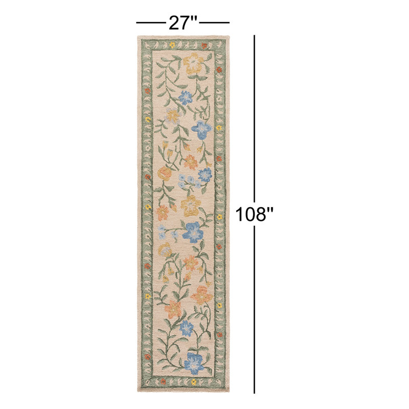 Martha Stewart 3856 Hand Tufted 85% Wool; 15% Cotton Floral Rug, Runner 2'3" x 9'