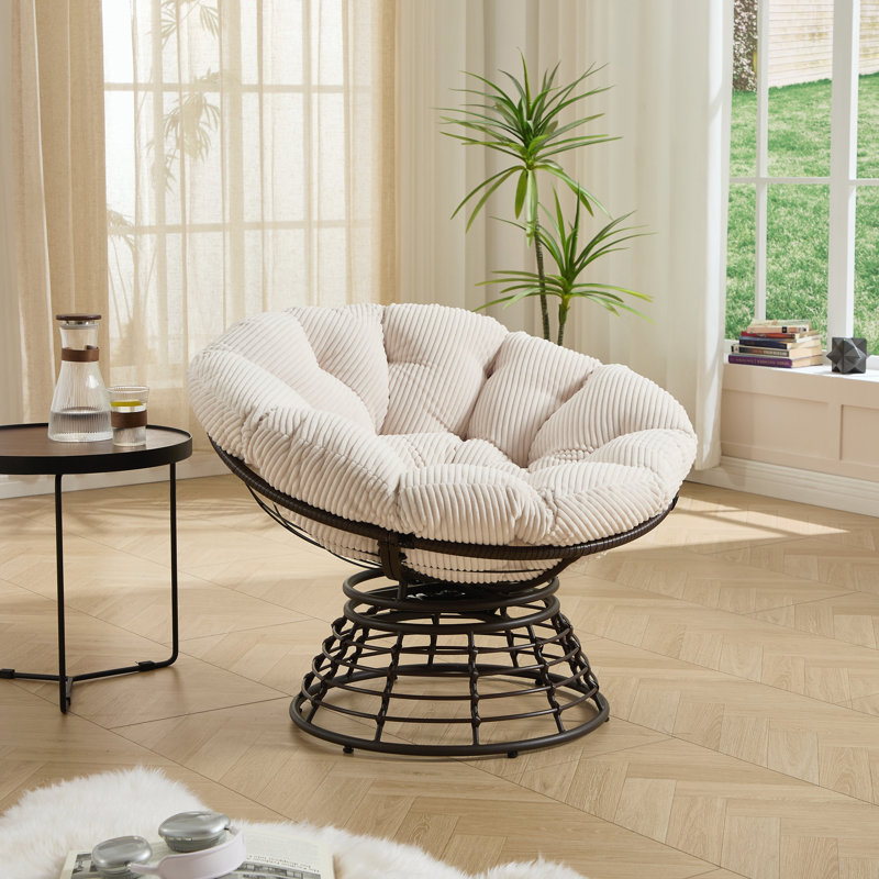 Fauteuil Papasan ergonomique et confortable, Tissu blanc