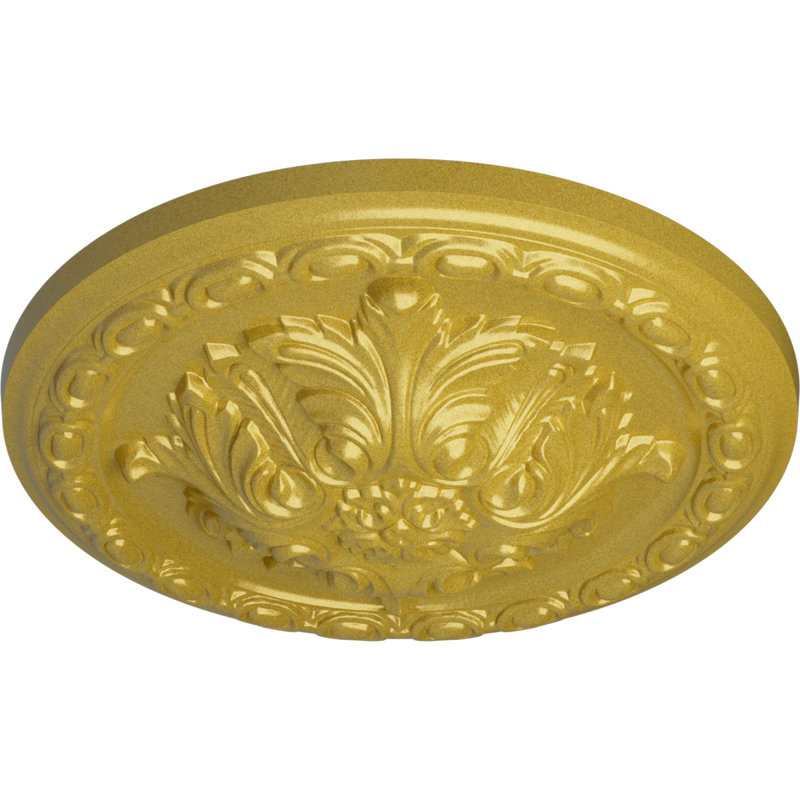 Endurathane Wakefield Ceiling Medallion, 11 3/4"OD x 1 1/4"P (Fits Canopies up to 3 5/8"), Hand-Painted Clear Yellow Finish