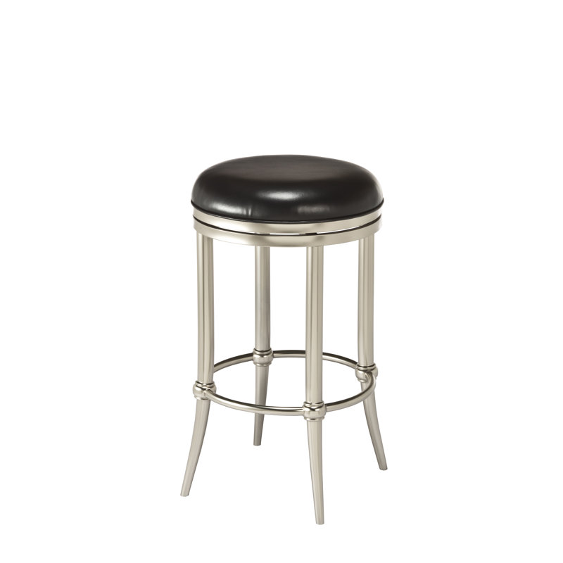 Tabouret de bar rotatif 26 po Arpan, Noir, Nickel mat, Tabouret de comptoir (siège d'une hauteur de 26 p