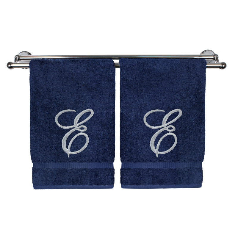 Super Plush Hand Towel, Navy/Silver, E