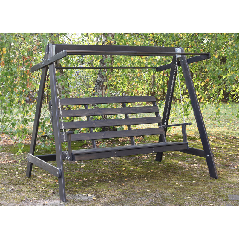 Youngs 3 Person Pine Porch Swing with Canopy, Taupe Grey