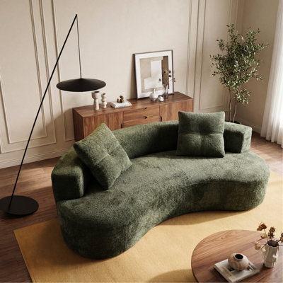 Plancher tapissier 79,5 po à 3 places, désossé avec 2 coussins, adaptable au loft et à la chambre à coucher, sans assemblage, matériau doux pour les petits espaces du salon, tissu confortable
