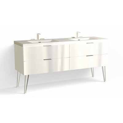 Avila 72" W Freestanding Double Bathroom Vanity with Dawson Leg 