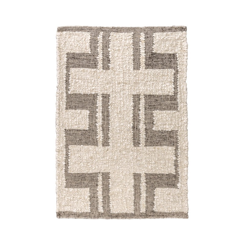 Kavala Handwoven Wool Blend Accent Rug, Ivory/Gray, Rectangle 2' x 3'
