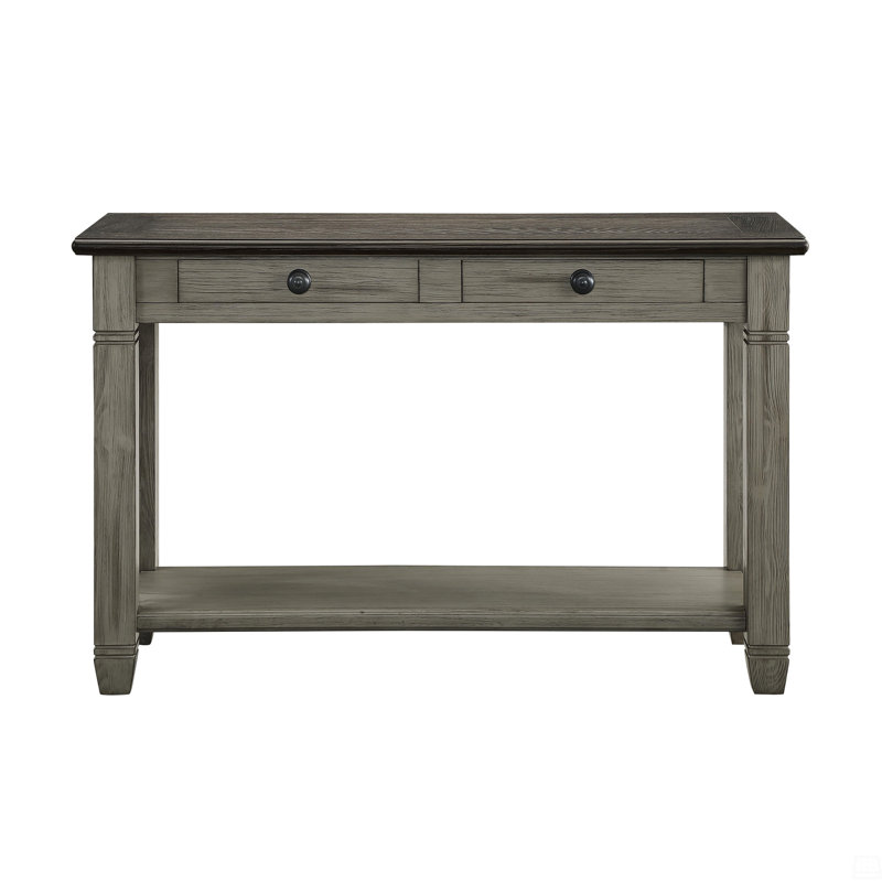 Table de canapé 1 pièce avec tablette inférieure à 2 tiroirs, Gris
