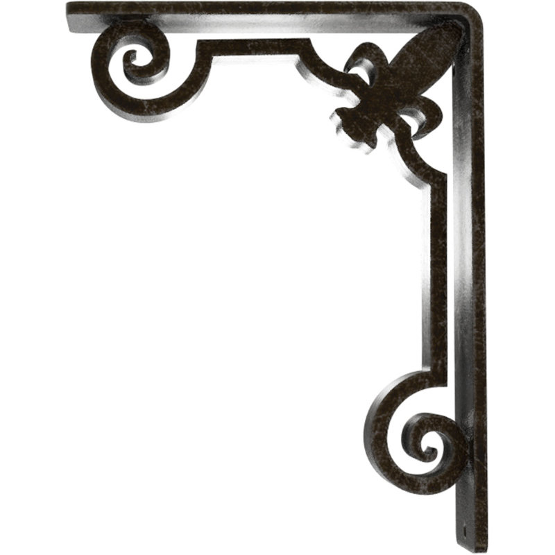 Support en fer forgé Fleur De Lis, Argenté antique chaleureux, H 8 po x l 2 po x P 5,5 po