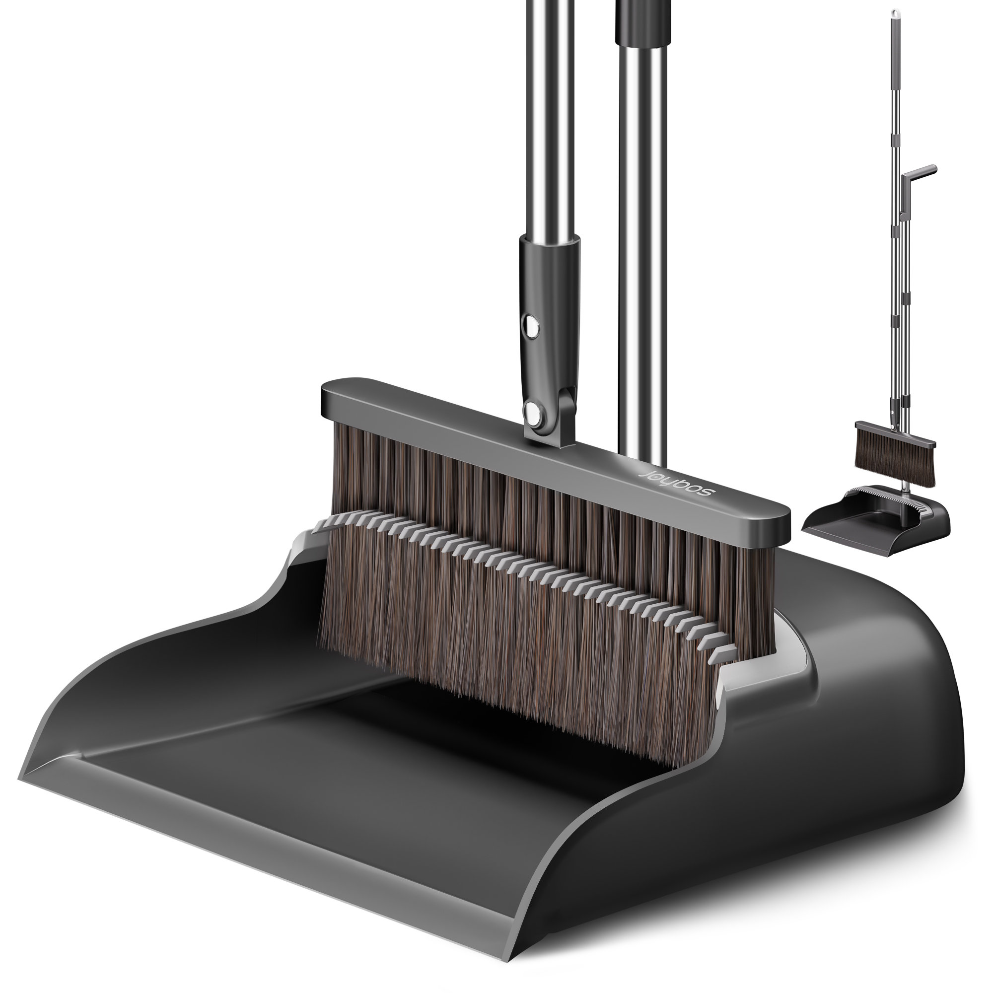 ‎JOYBOS JOYBOS 51.6-inch Adjustable Handle Broom Set with Comb Teeth for Removing Pet Hair | Wayfair