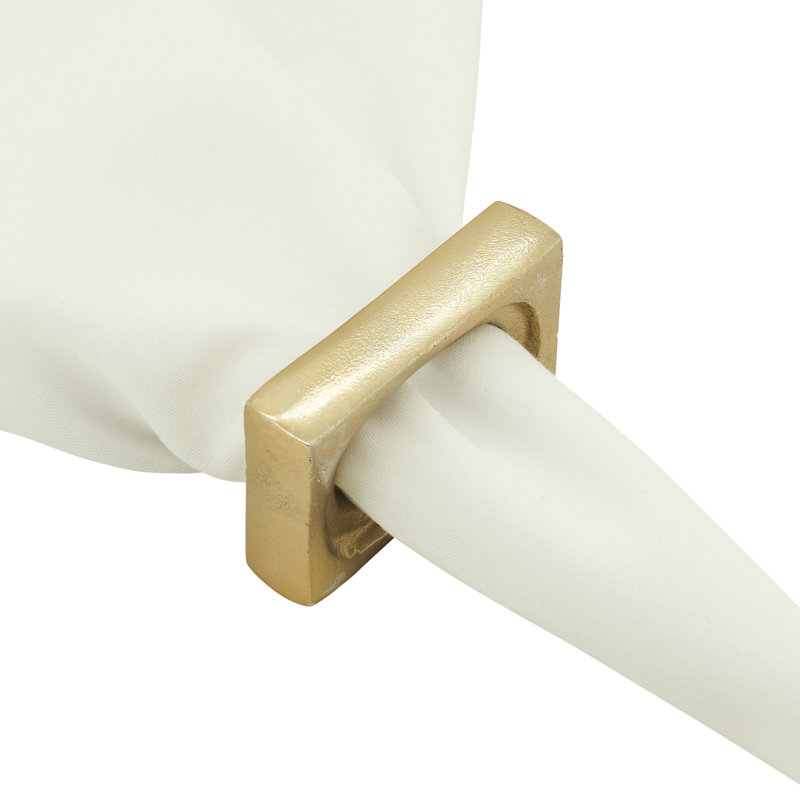Gold Rectangular Metallic Napkin Rings Set of 4