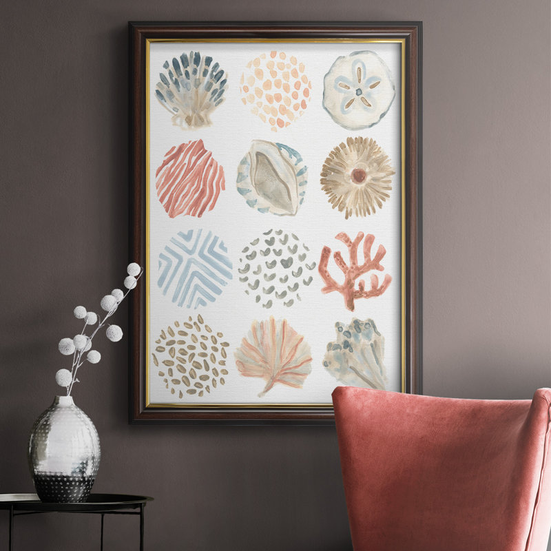 Motif océanique I, toile encadrée de qualité supérieure - prête à être accrochée, H 20 po x l 16 po x P 2,5 po