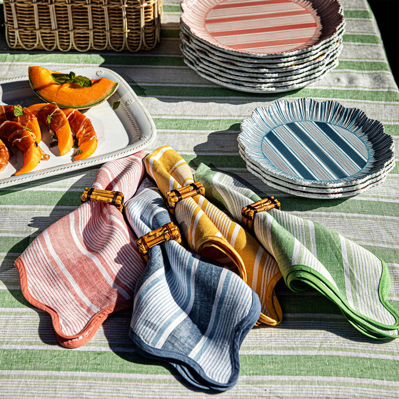 Cabana Stripe Napkin Set/4, Sunshine/Ocean/Seagrass/Coral