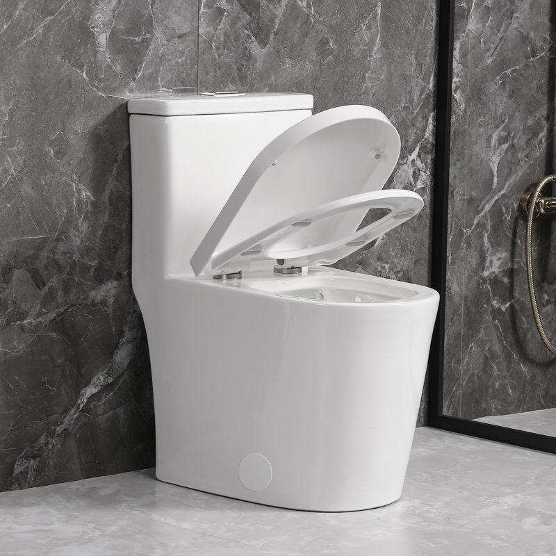 Petite toilette ronde une pièce à double chasse (siège inclus)