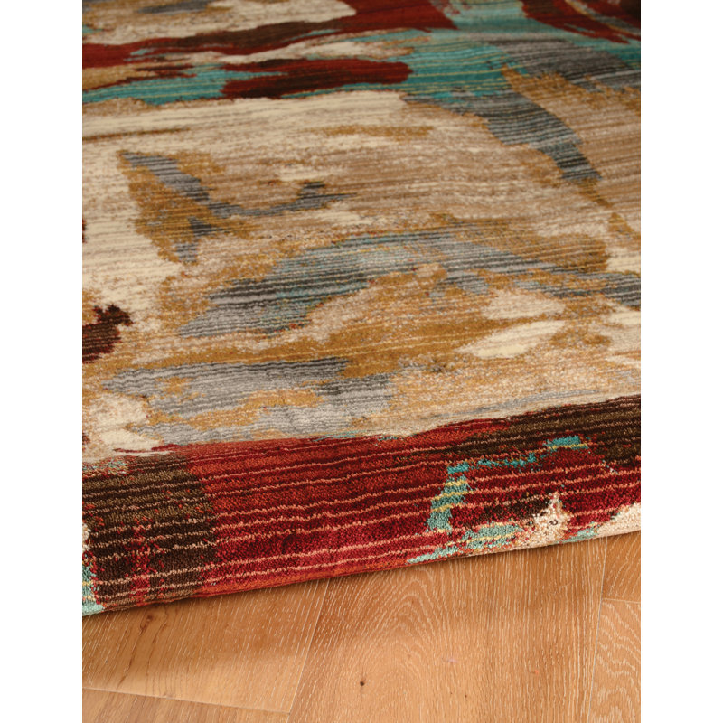 Crittenden Modern Abstract Jewel Tone Multicolor Area Rug with Short Fringe, Rectangle 8' x 11'