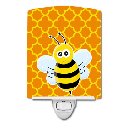 Bee on Quatrefoil Ceramic Night Light