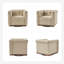 Fauteuil club pivotant carré en cuir véritable Sonika avec cadre en bois massif-616991311