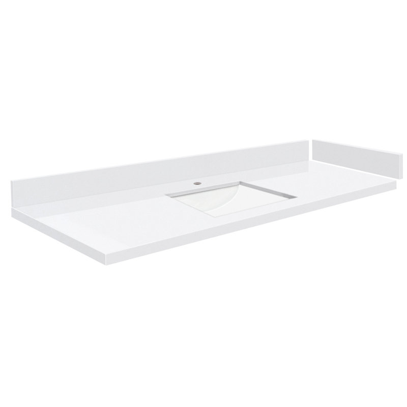Dessus de meuble-lavabo simple 58,25 avec 1 trou de robinet, Blanc Miami