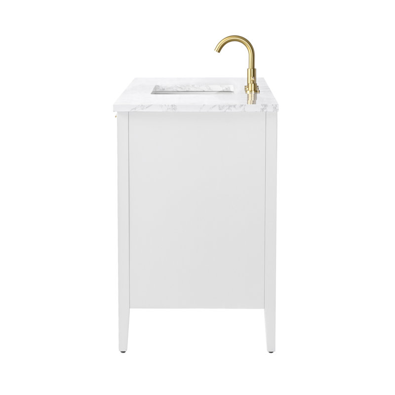 Emma 54" W Double Vanity, White/Brushed Bronze
