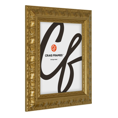Craig Frames 14x16 Inch Picture Frame, Gold, Bravado Style, 2.0" MDF Moulding, Painted Finish, Plexiglass Facing and Hanging Hardware