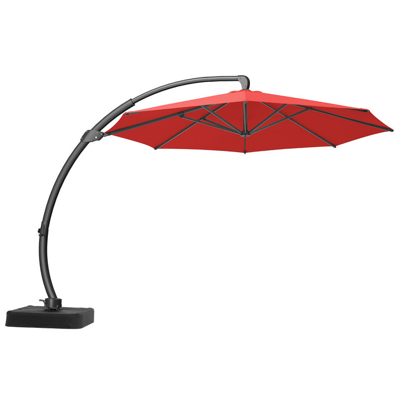 Parasol en porte-à-faux décalé en aluminium pour terrasse 11 pi Yoko, Rouge