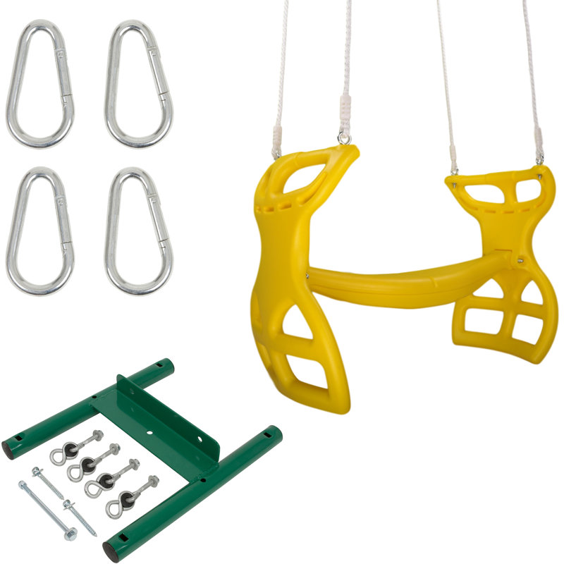 Plastic Two Person Glider with Chains and Hooks, Yellow