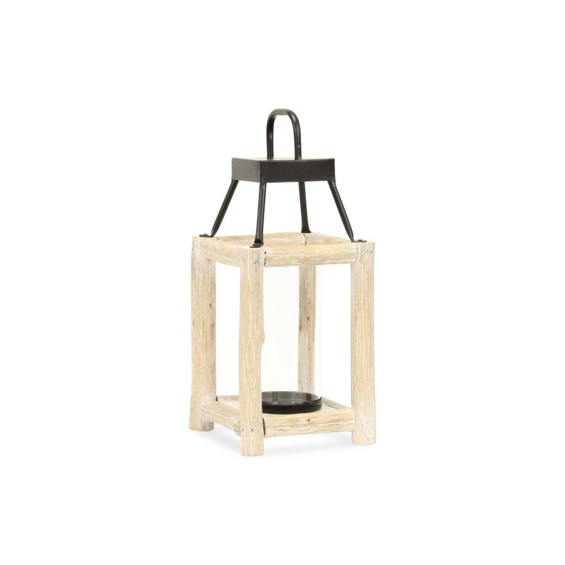 Lanterne de bar décorative en bois blanc, H 14,5 po x l 6,5 po x P 6,5 po
