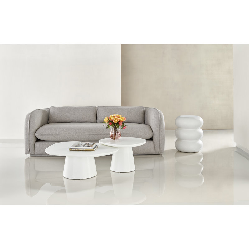 20" White Textured Round Wood Side Table