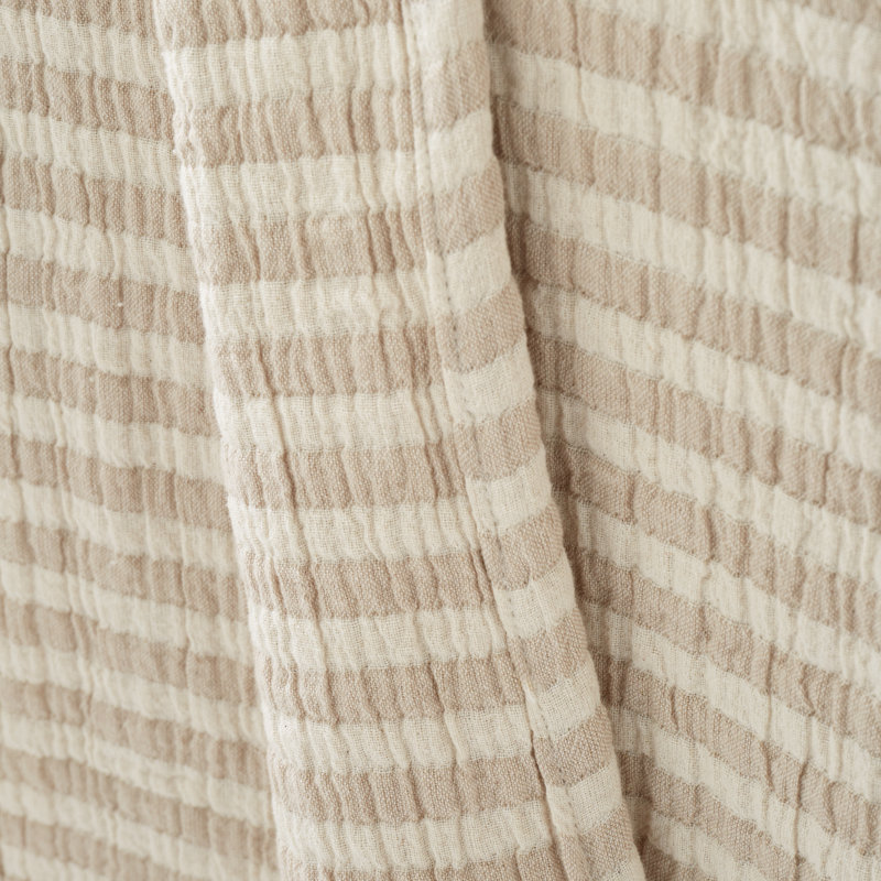 Cotton Muslin Stripe 150x200cm Blanket Throw, Natural