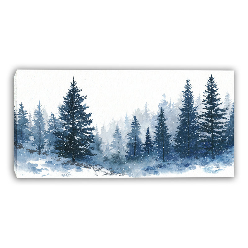 Art mural sur toile Misty Blue Pines, H 24 po x l 48 po