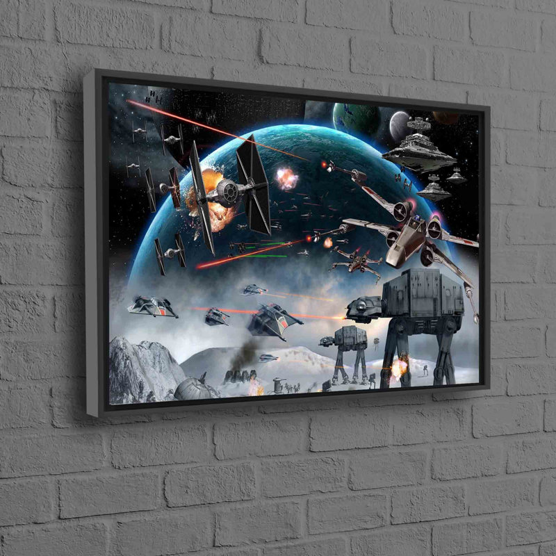 Toile abstraite d'art abstrait 3D Star Wars, H 41 po x l 94 po, Noir, Reproduction encadrée sans passe-partout