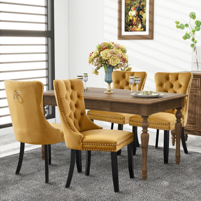 Milva Velvet Dining Chairs Upholstered High-end Tufted Dining Room Chair with Nailhead Back Ring