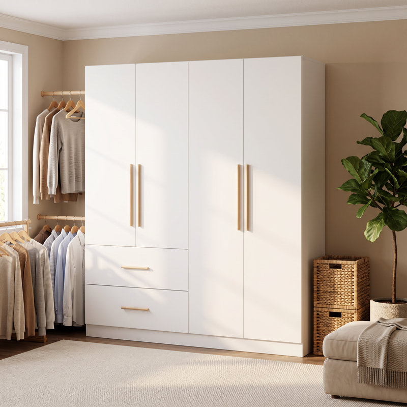 Armoire 63 po en bois blanc avec 2 tiroirs