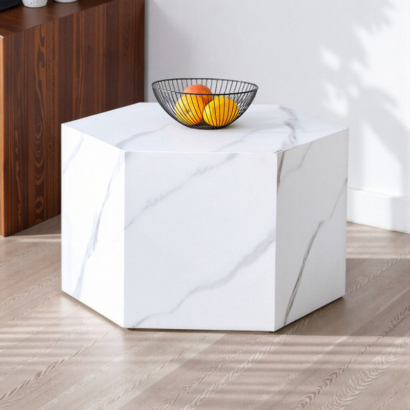 Table basse moderne texturée - Blanc avec motif géométrique