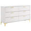 Ensemble de chambre avec très grand lit 5 pièces Dle, similicuir blanc, or moderne Dle-117055921-117055923