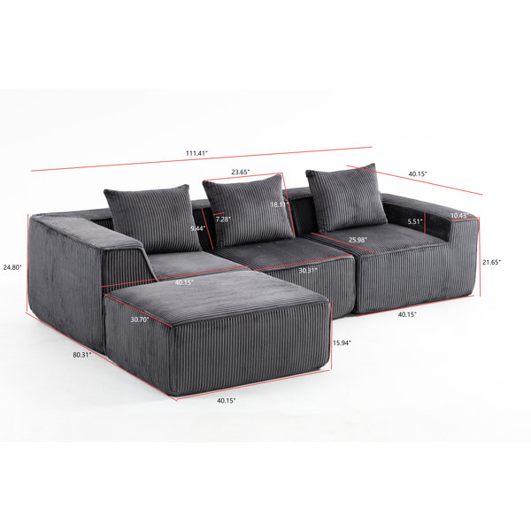 Latitude Run® 4 - Seat Compression With Brown Corduroy Upholstery, Soft ...