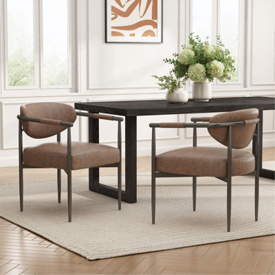 Ensemble de 2 chaises de salle à manger modernes, rembourrées avec structure en fer bronze, fauteuils d'appoint pour la cuisine et le restaurant