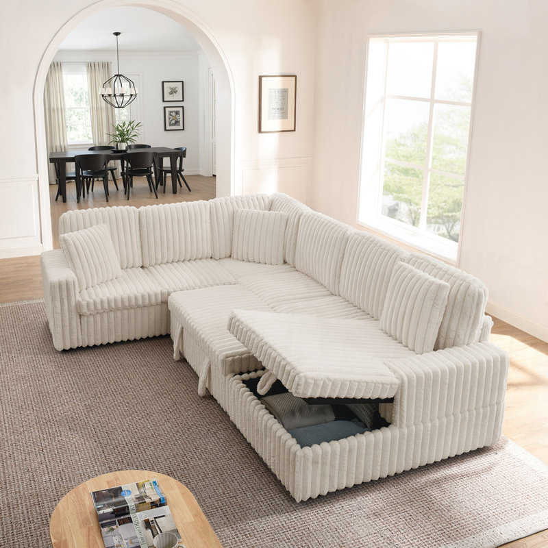 Canapé en velours Corduroy, Beige