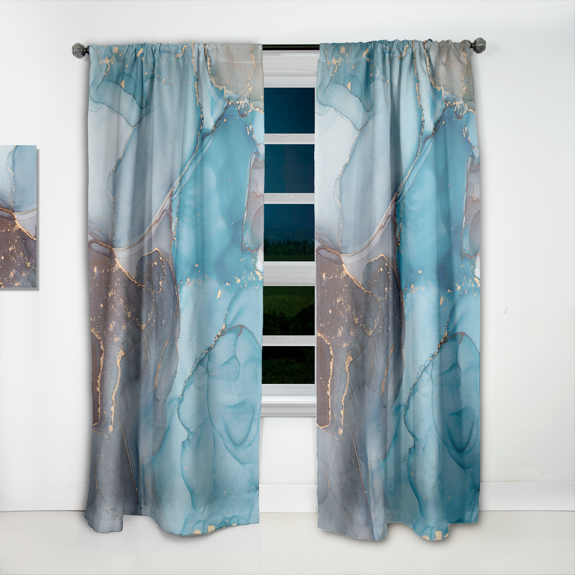 Design Art Geometric Semi-Sheer Thermal Rod Pocket Curtain Panels | Wayfair