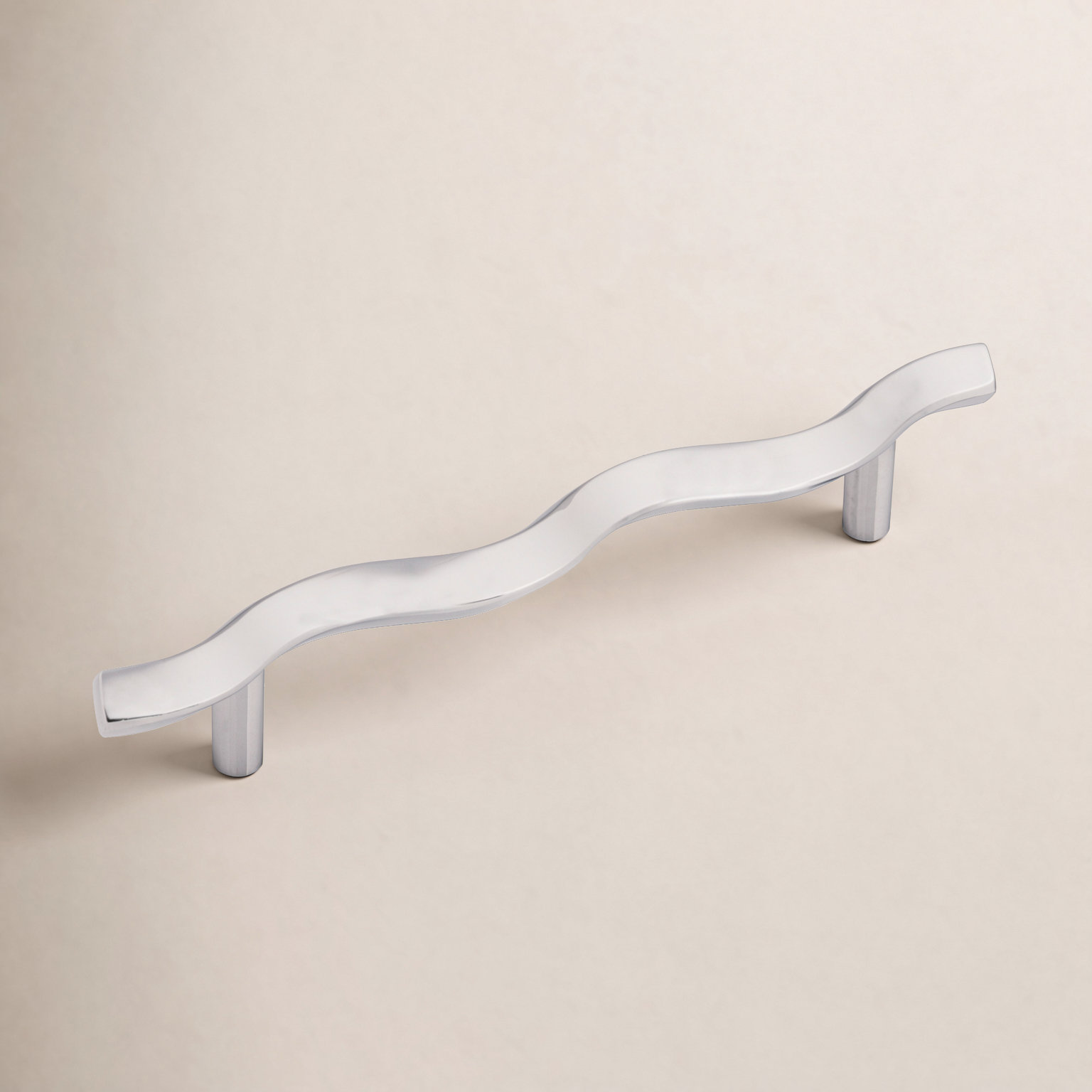 Wave Bar Cabinet Pull, Polished Chrome