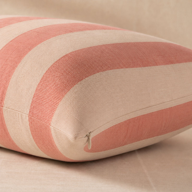 Lani Sunbrella® Indoor/Outdoor Throw Pillow, Pink/Cream, Square 20"