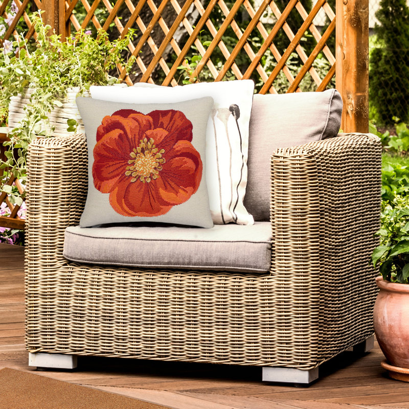 Marina Flower Indoor/Outdoor Pillow, Red Floral