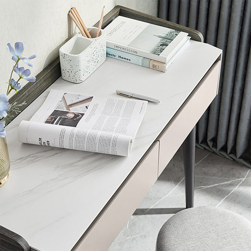 Coiffeuse avec miroir lumineux, 4 tiroirs, 1 chaise