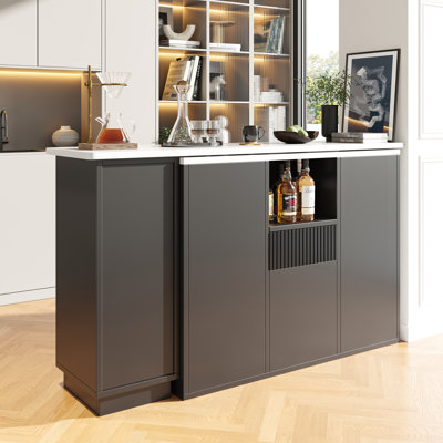 360° Rotating Bar Table With Storage Cabinet