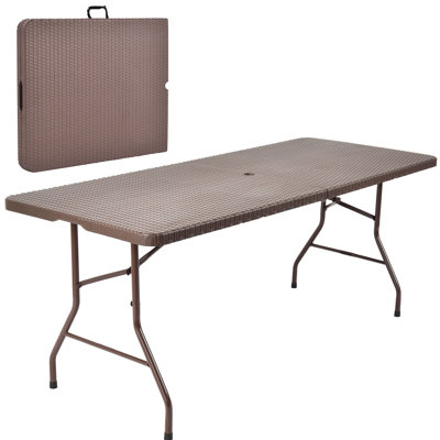 Rectangular Metal Folding Outdoor Camping Table With Umbrella Hole , 182cm cm W 74cm cm D