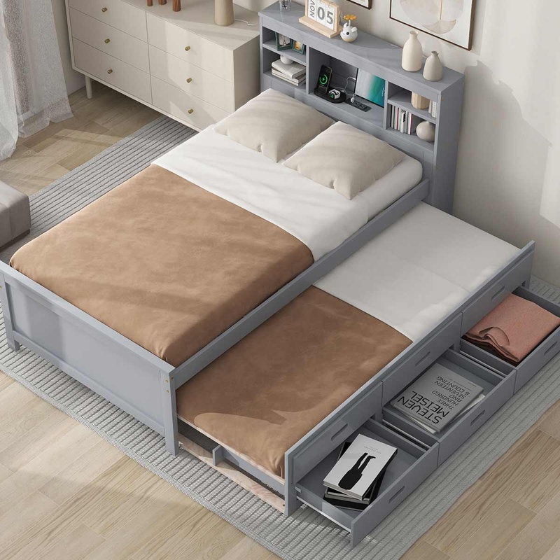 Lit plateforme Zalma, Simple, gris