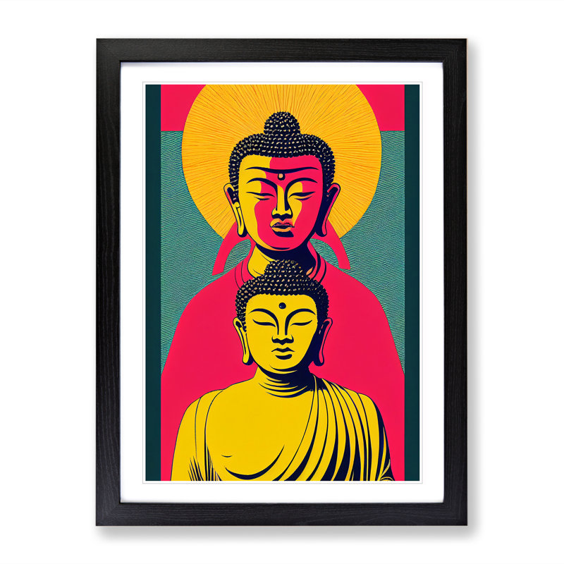 Two Buddha - Framed Print, Black Framed, 34cm H x 25cm W x 2cm D