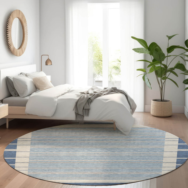 Tapis intérieur / extérieur bleu Asymira, 2'3" x 7'6"