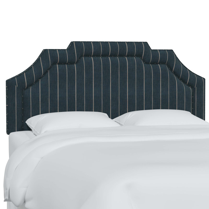 Tête de lit tapissier Jaoquim, Grand, Rayures indigo Fritz