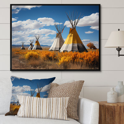 Yellow Native Tipi Path To Spirituality III - Native American Wall Art Living Room